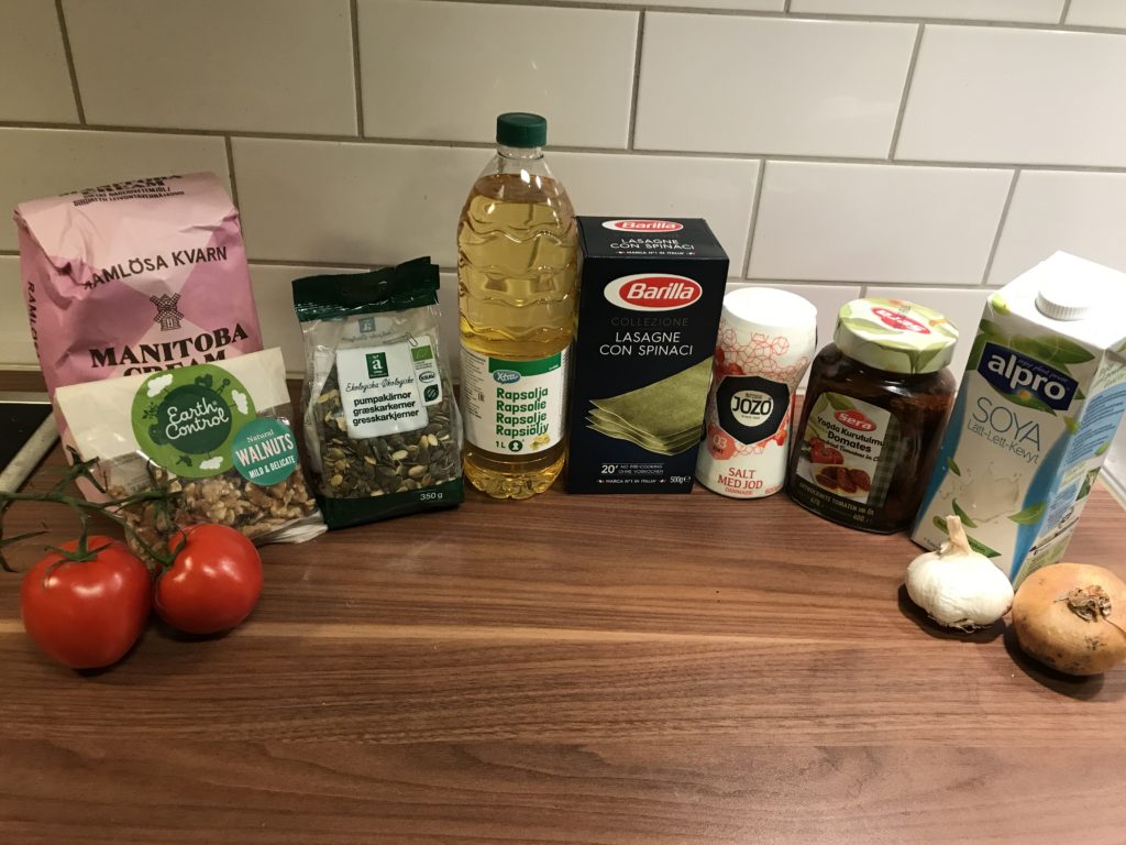 Vegansk Lasagne ingredienser