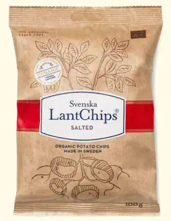 Svenska Lantchips ekologiska saltade chips är veganska