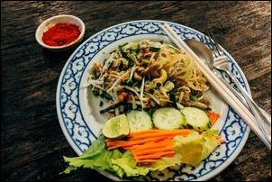 Pad thai vegan restaurang